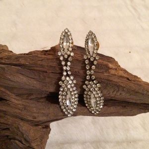 Vintage crystal silver clip on earrings
